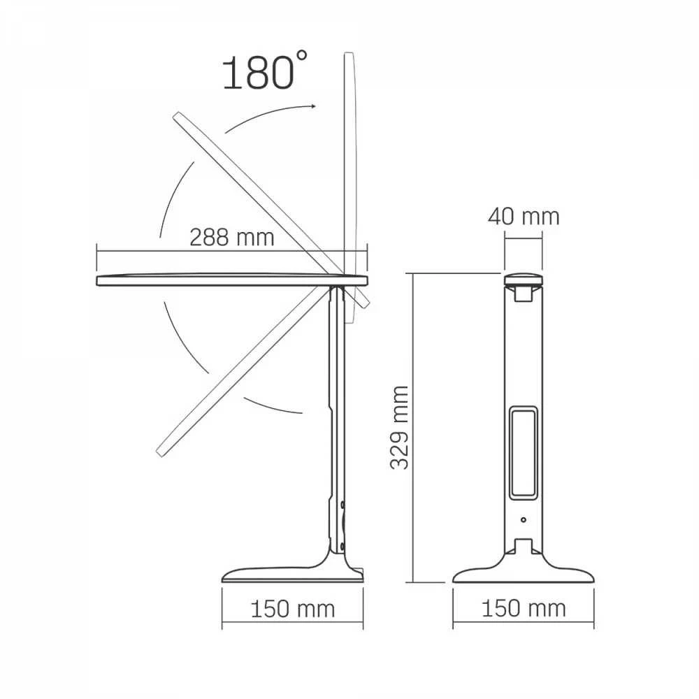 Dimeriuojama LED stalinė lempa su ekranu 7W 490Lm 3000/4000/5500K, VIDEX VLE-TF05B | RIO, juodas – Integruotas informacinis ekranas su laikrodžiu ir termometru