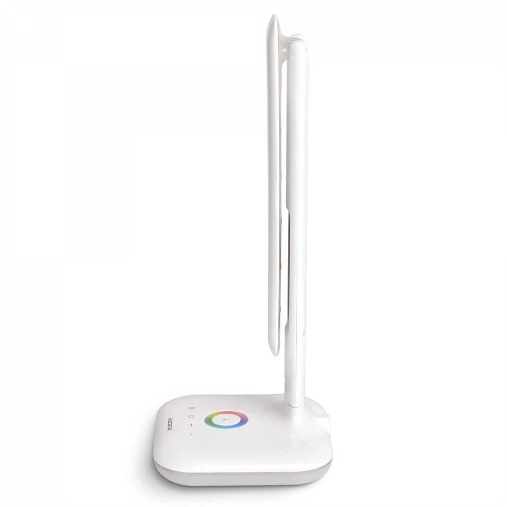Dimeriuojama LED stalinė lempa su ekranu 5W 490Lm 3000/4000/5500K, VIDEX VLE-TF05W-RGB | baltas – Integruotas informacinis ekranas su laikrodžiu ir termometru