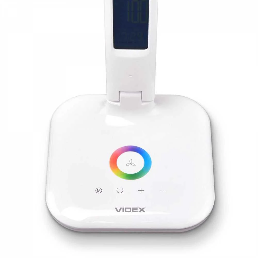 Dimeriuojama LED stalinė lempa su ekranu 5W 490Lm 3000/4000/5500K, VIDEX VLE-TF05W-RGB | baltas – Integruotas informacinis ekranas su laikrodžiu ir termometru