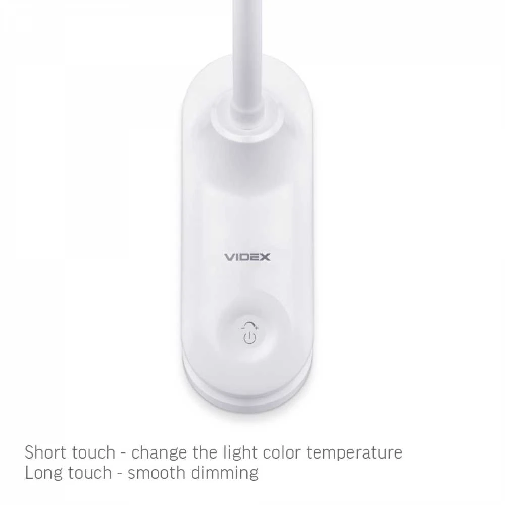 Prisegama dimeriuojama LED stalinė lempa 6W 370Lm 3000/4000/5500K, VIDEX VLE-TF09W | baltas – Universalus tvirtinimas klipsu lygiems paviršiams