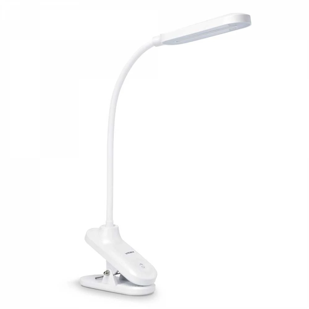 Prisegama dimeriuojama LED stalinė lempa 6W 370Lm 3000/4000/5500K, VIDEX VLE-TF09W | baltas – Universalus tvirtinimas klipsu lygiems paviršiams