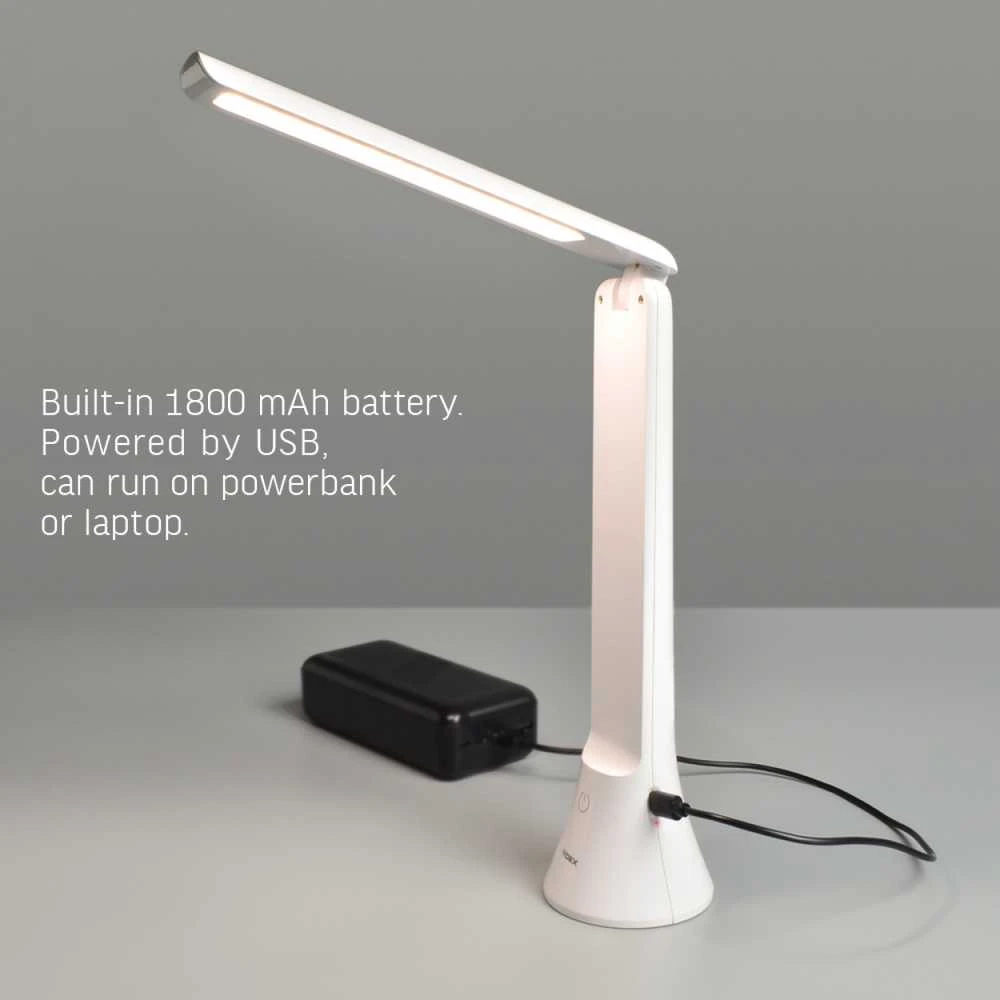 Įkraunama dimeriuojama LED stalinė lempa 5W 100Lm 3000/4000/5500K Li-ion 1800mAh, VIDEX VLE-TF11W | baltas – Autonominis veikimas iš įmontuoto Li-ion akumuliatoriaus