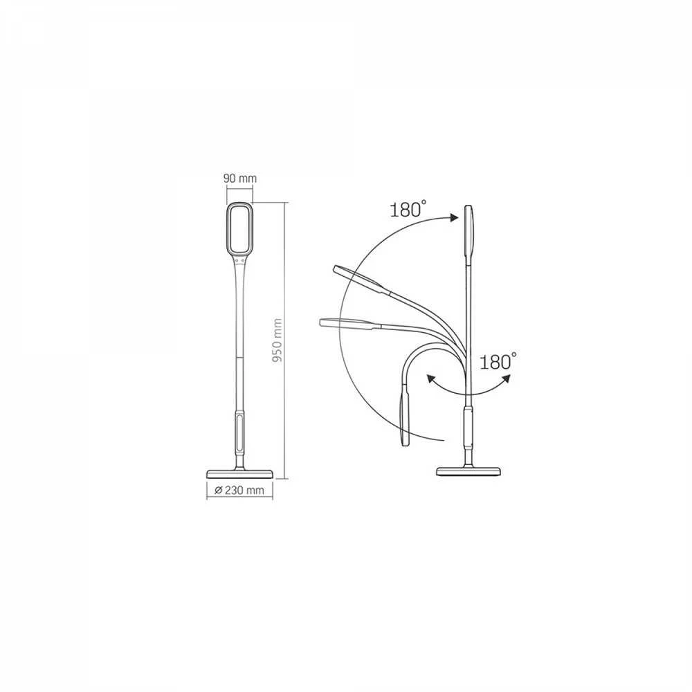 Dimeriuojamas LED pastatomas šviestuvas 12W 1280Lm 3000/4000/5500K, VIDEX VLE-TF07B | juodas – Stabilus metalinis profilis su lanksčia jungtimi