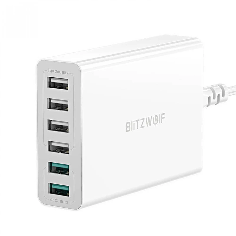 Blitzwolf BW-S15 įkroviklis 6x USB, QC 3.0, 60 W (baltas)