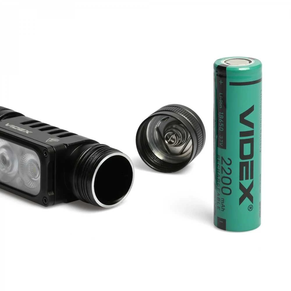 Videx Įkraunamas galvos žibintas LED Luminus SST20 10W / SST40 20W + 2x SMD Raudonas, 2000Lm, 5000K, Li-ion 1х18650 2200mAh, VLF-H066A – Ekstremalaus 2000Lm hibridinio galingumo su dviem Luminus diodais