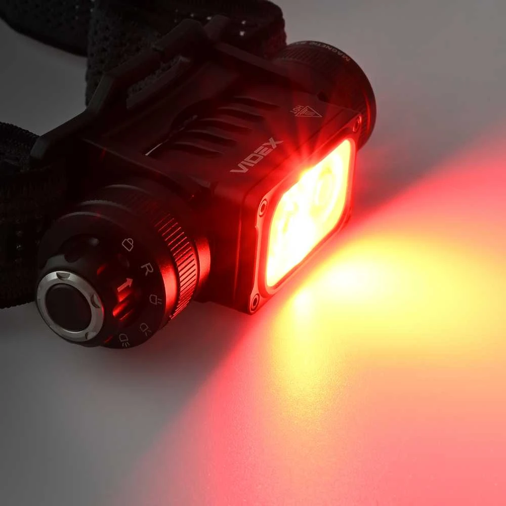 Videx Įkraunamas galvos žibintas LED Luminus SST20 10W / SST40 20W + 2x SMD Raudonas, 2000Lm, 5000K, Li-ion 1х18650 2200mAh, VLF-H066A – Ekstremalaus 2000Lm hibridinio galingumo su dviem Luminus diodais