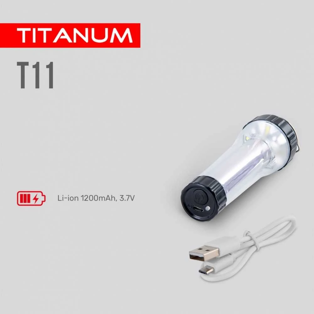 Įkraunamas kišeninis LED žibintuvėlis 70Lm 5500K, Li-ion 18650 1200mAh, TITANUM TLF-T11 – Šoninis apšvietimas 360 laipsnių apšvietimui ir žibinto režimas