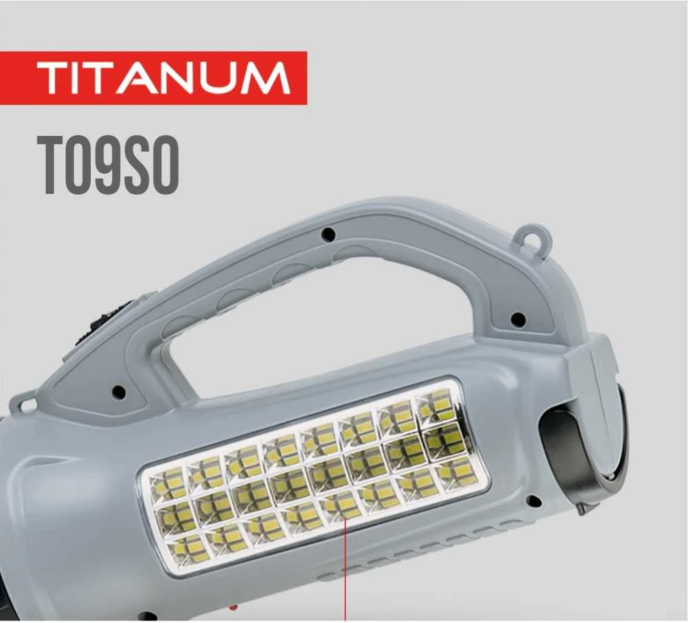 Įkraunamas kišeninis LED žibintuvėlis su saulės baterija 90Lm 5500K + 200Lm 6500K, Lead-acid 1200mAh, TITANUM TLF-T09SO – Šoninė šviesa ir įkrovimas saulės baterija