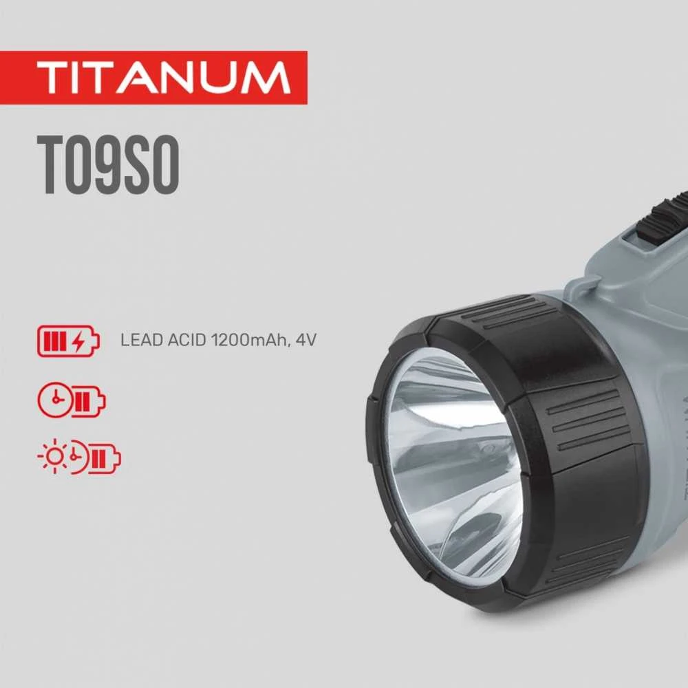 Įkraunamas kišeninis LED žibintuvėlis su saulės baterija 90Lm 5500K + 200Lm 6500K, Lead-acid 1200mAh, TITANUM TLF-T09SO – Šoninė šviesa ir įkrovimas saulės baterija