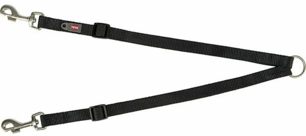 TRIXIE Premium dvigubas pavadys, M-L: 40-70 cm/20 mm, juodas