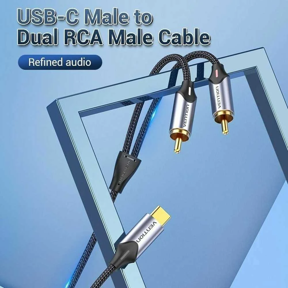 Vention USB-C to 2RCA male audio cable, 1m