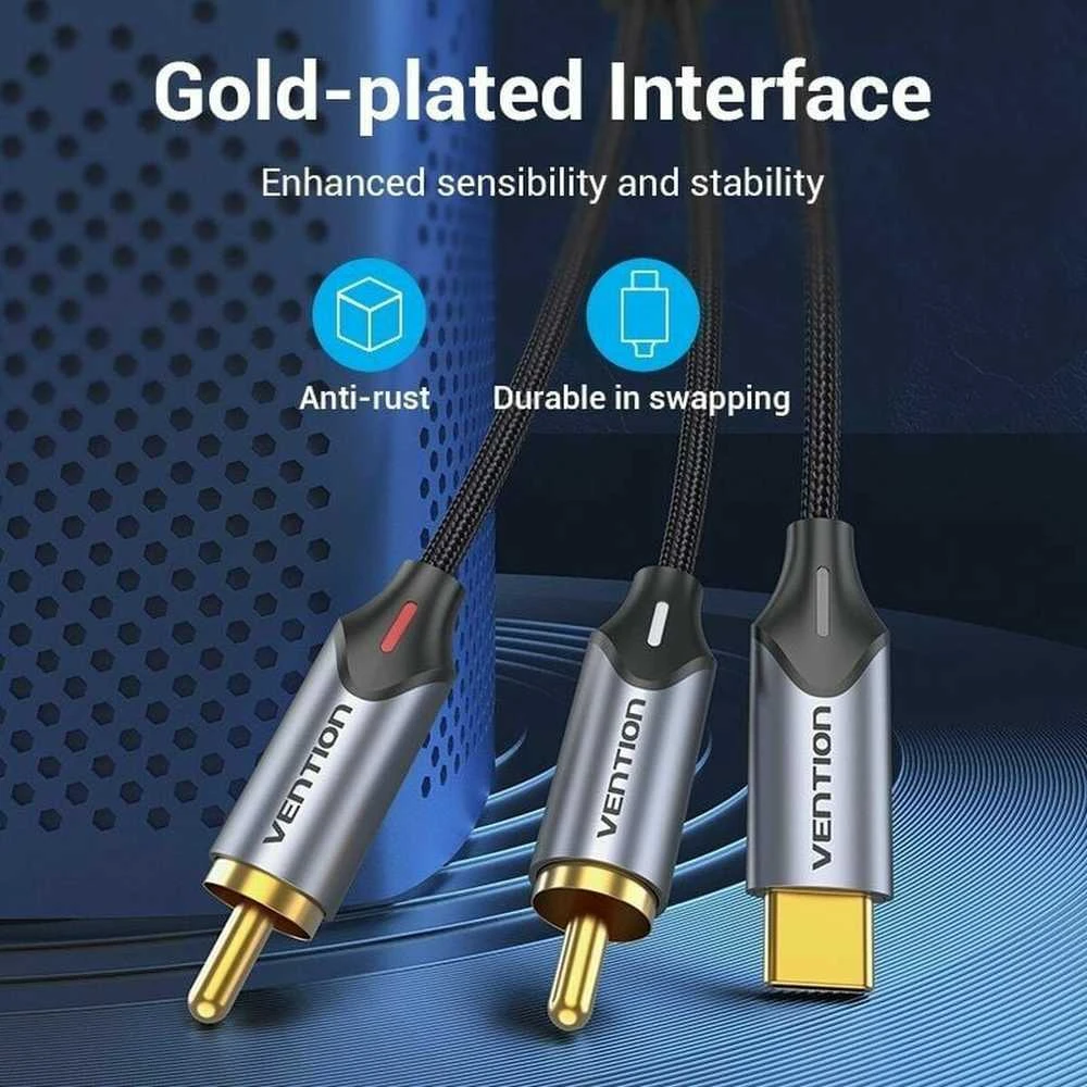 Vention USB-C to 2RCA male audio cable, 1m
