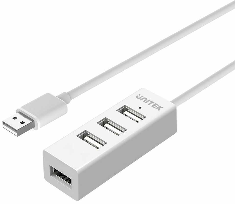 UNITEK Y-2146 Hub 4x USB 2.0. mini baltas Y-2146
