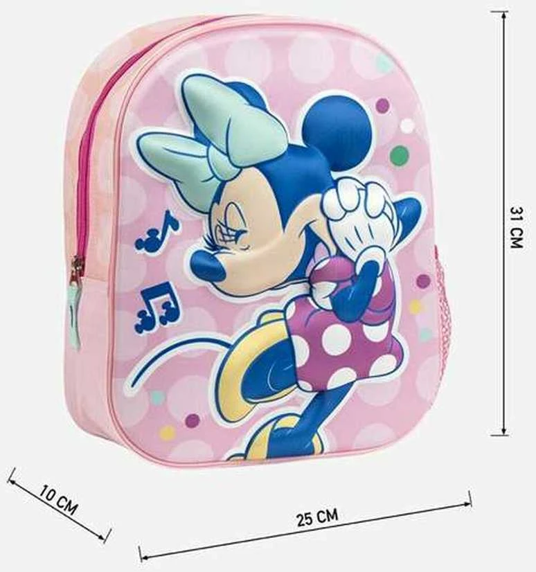 3D mokyklinis krepšys Minnie Mouse Rožinė 25,0 x 31,0 x 10,0 cm