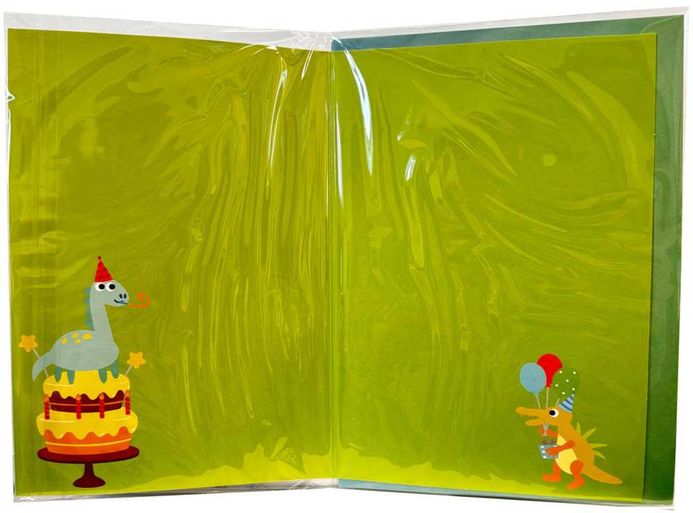 3D sveikinimo atvirukas „Dinozaurų vakarėlis“