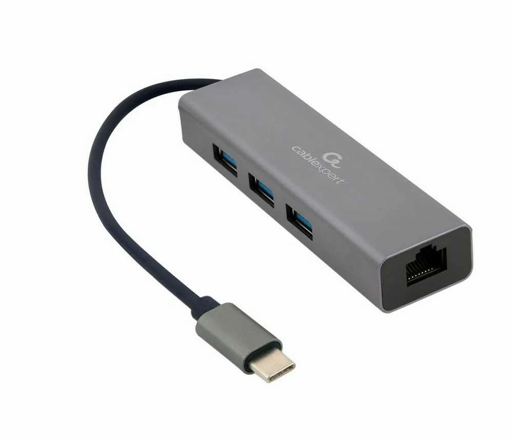 Gembird USB-C adapteris su Ethernet ir 3 USB prievadais