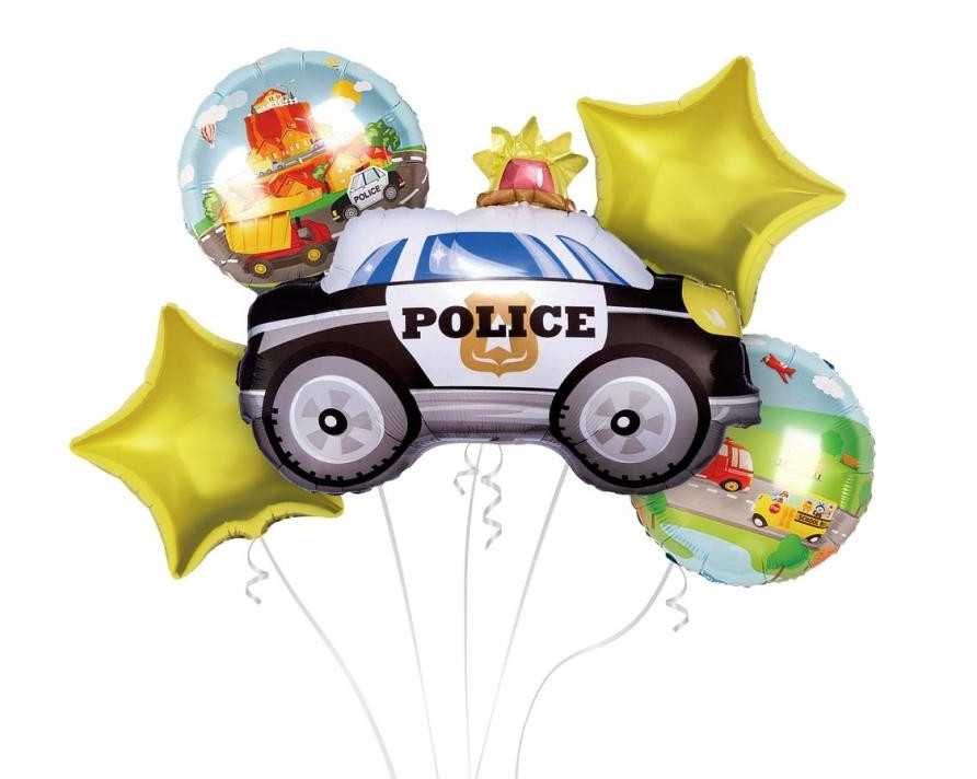 GoDan folijos balionų rinkinys „Policija“, 5 vnt.