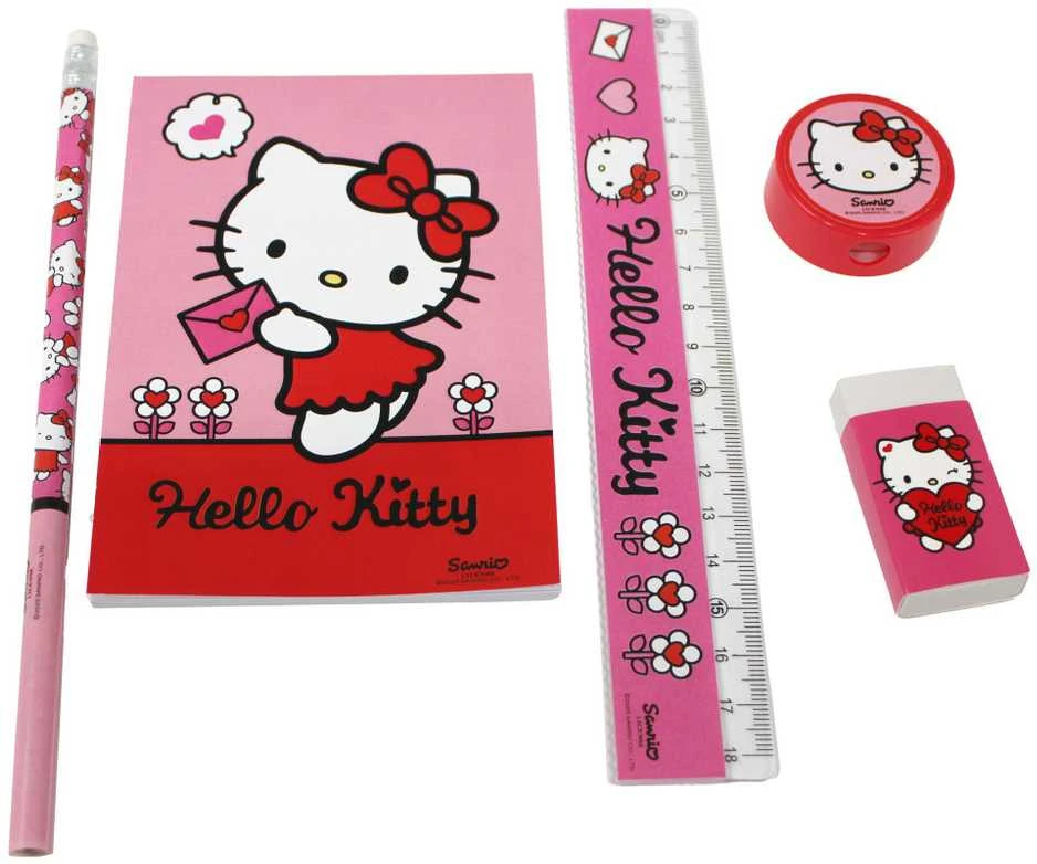 5 dalių kanceliarinių prekių rinkinys „Hello Kitty Sweetheart“
