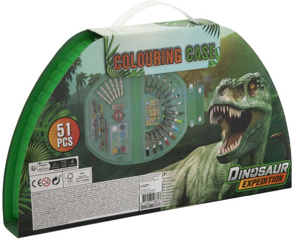 51 dalių kanceliarinių prekių rinkinys „Dinozaurų ekspedicija“