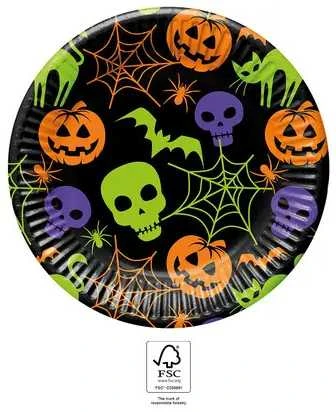 8 vnt. popierinės lėkštutės „Halloween Happy“ 23 cm FSC