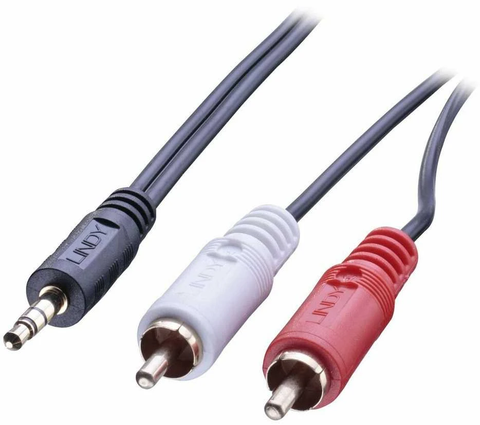 Garso Kabelis - Lindy 3,5 Mm Į 2 RCA Stereo 10 M Auksu Dengti Kontaktai