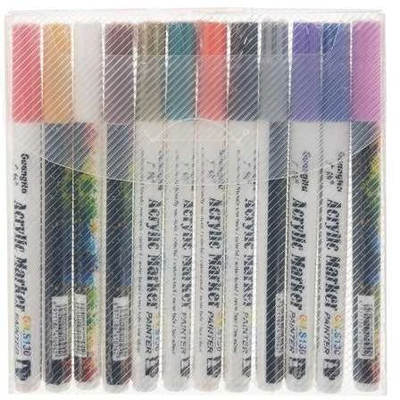 Akriliniai žymekliai - 12 vnt. rinkinys. Maaleo 21648