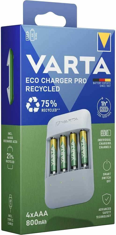 Varta Eco Charger Pro perdirbtas + 4 x 800 mAh AAA 57683 101 131