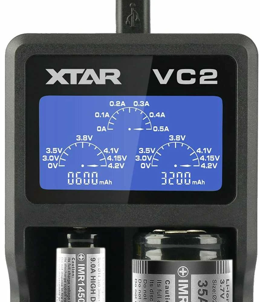 Baterijų įkroviklis XTAR VC2 18650 14500 18500 26650 Li-ion elementam 2 vietų