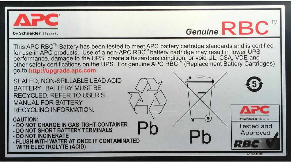 APC RBC32 UPS akumuliatorius Rūgštinis akumuliatorius (VRLA)