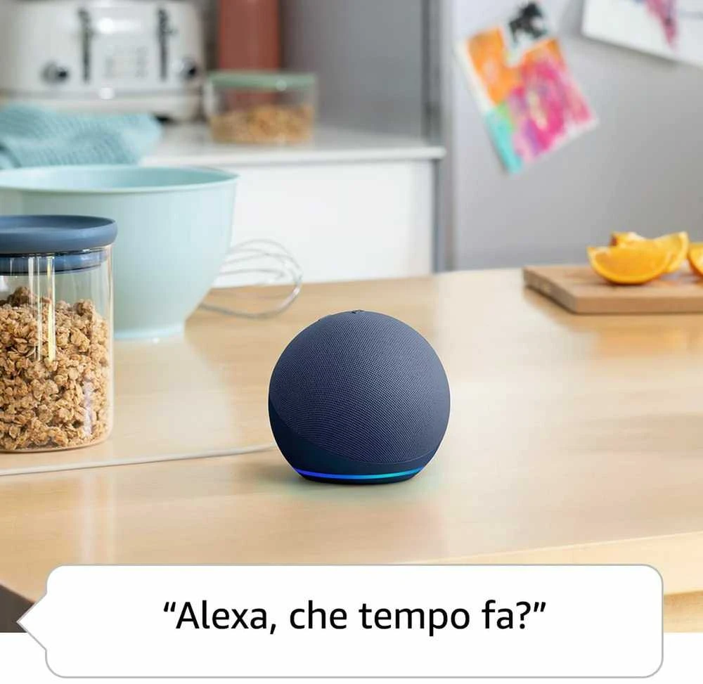 Amazon Echo Dot (5. Gen) nešiojama išmanioji kolonėlė, Baltos spalvos