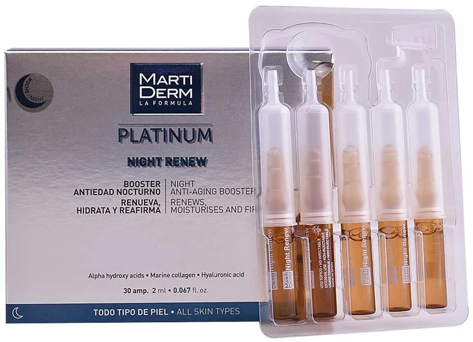 MartiDerm Platinum Night Renew naktinės ampulės nuo raukšlių, 10x2ml