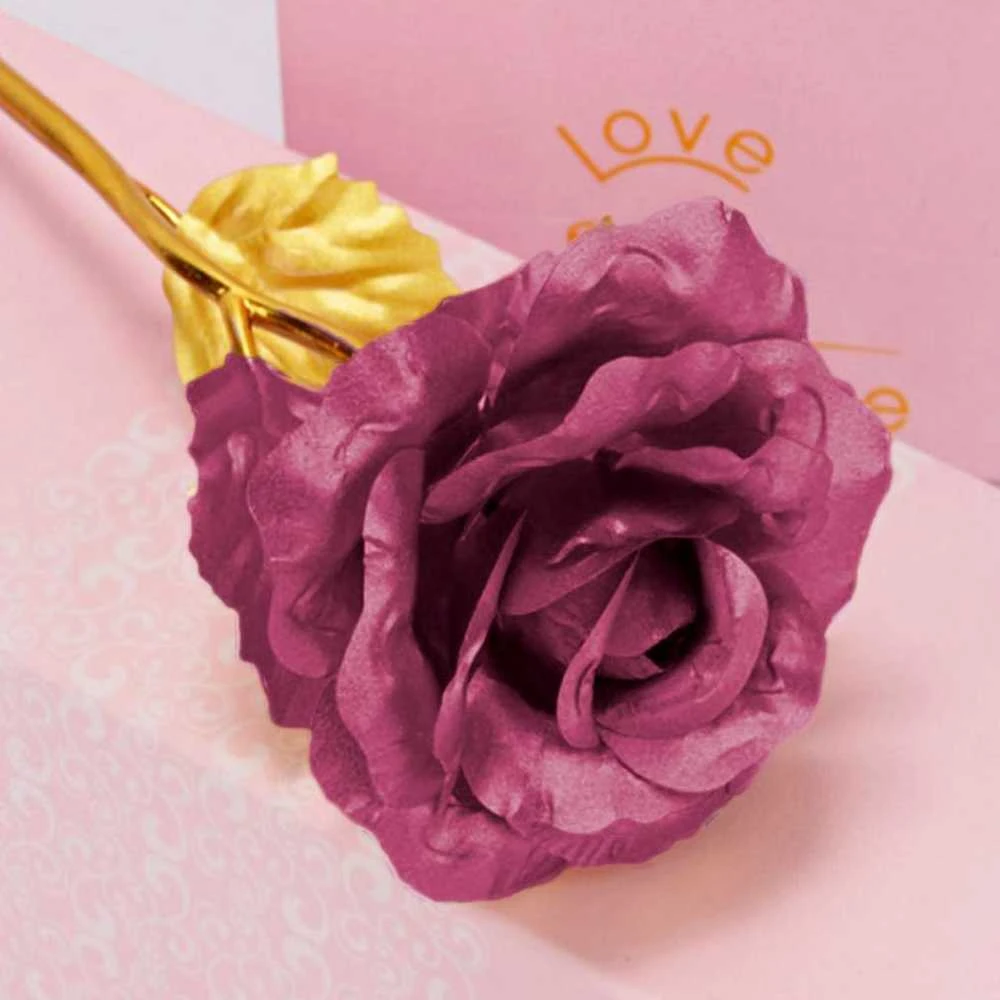 Aptel Auksinė dekoratyvinė rožė su violetiniais žiedlapiais, 24 cm