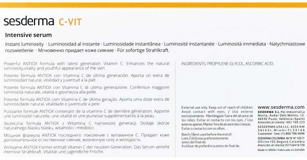Sesderma C-VIT intensyvaus serumo ampulės, 10 x 1,5 ml