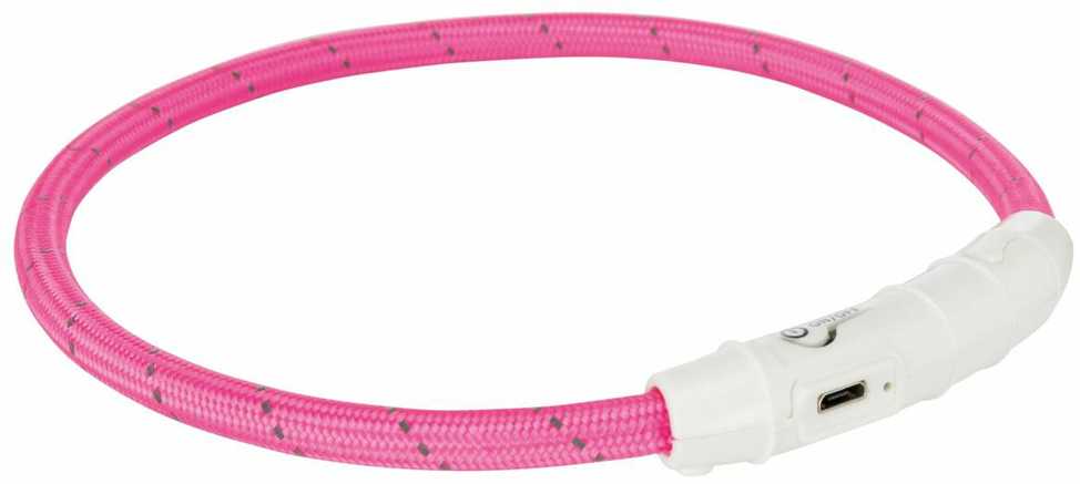 Trixie Žiedas su USB blykste, L-XL: 65 cm / 7 mm, rožinė