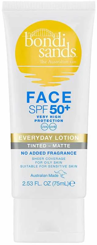 Bondi Sands Everyday Matte Finish Tinted Face Sunscreen SPF 50+ apsauginis veido kremas, 75 ml