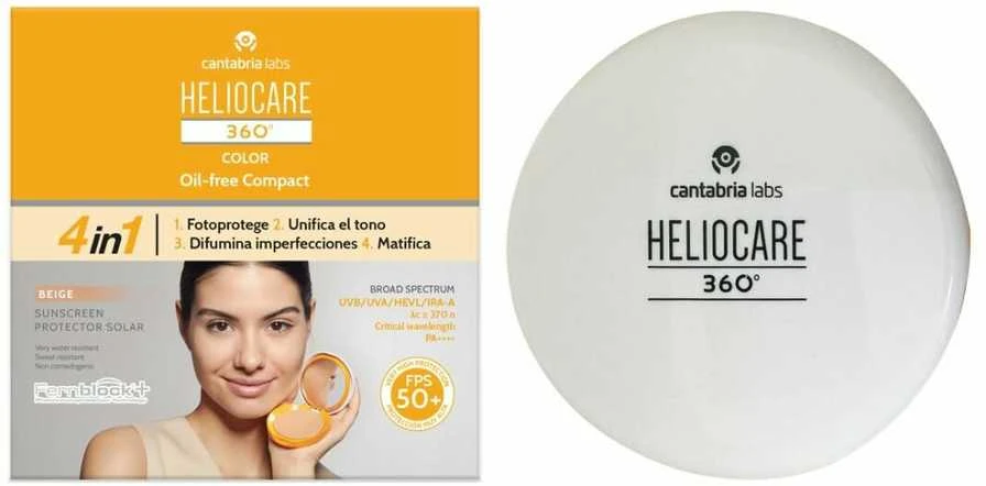 Heliocare 360º Compact Oil-free Spf50 rusvai gelsvas kompaktinis kremas nuo saulės 10g