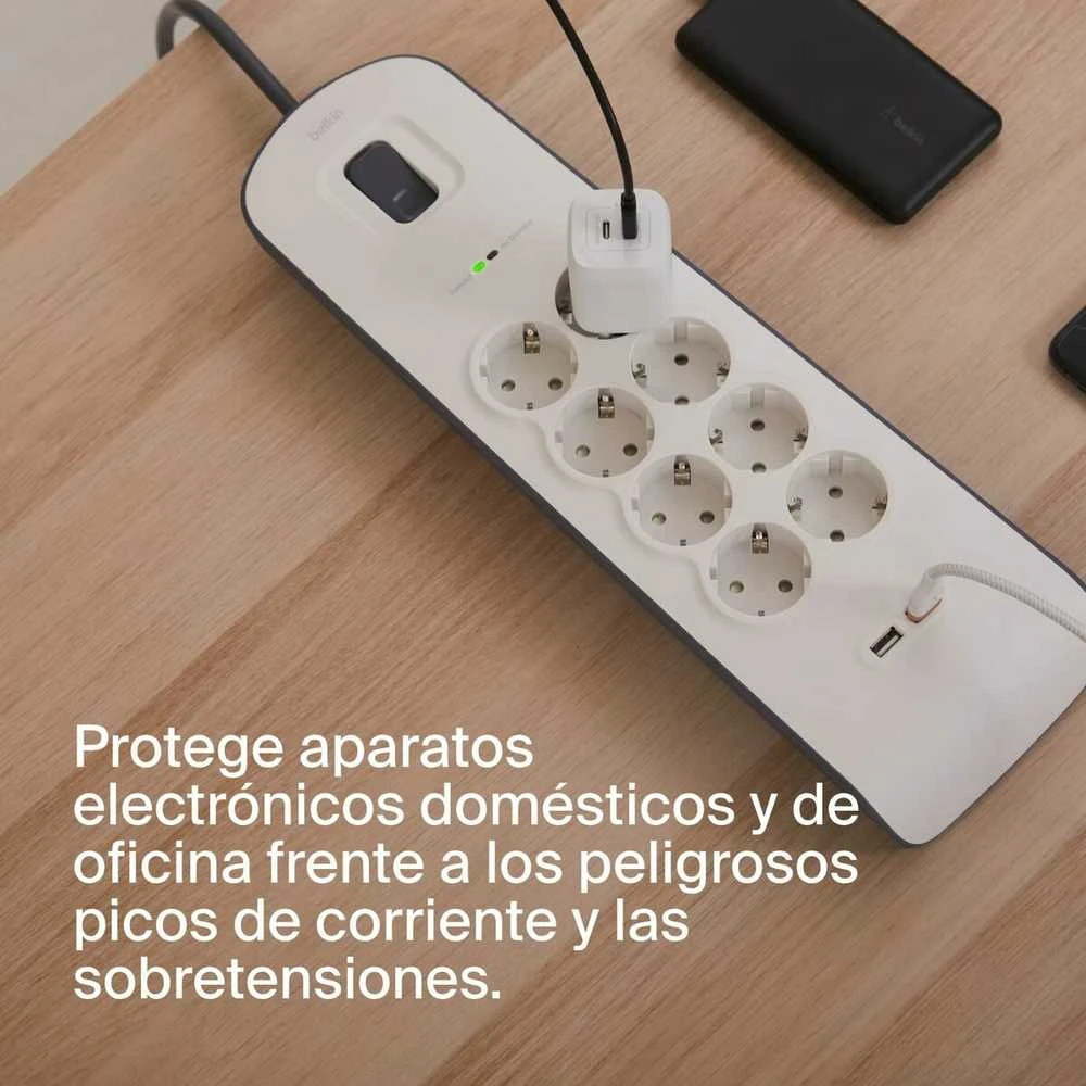Belkin 900J, 8 „Schuko“ lizdai, 2x USB-A, 2 m
