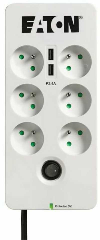 Eaton PB6TUF viršįtampių ribotuvas 6 AC išvestis(ys / čių) 220-250 V Juoda, Balta