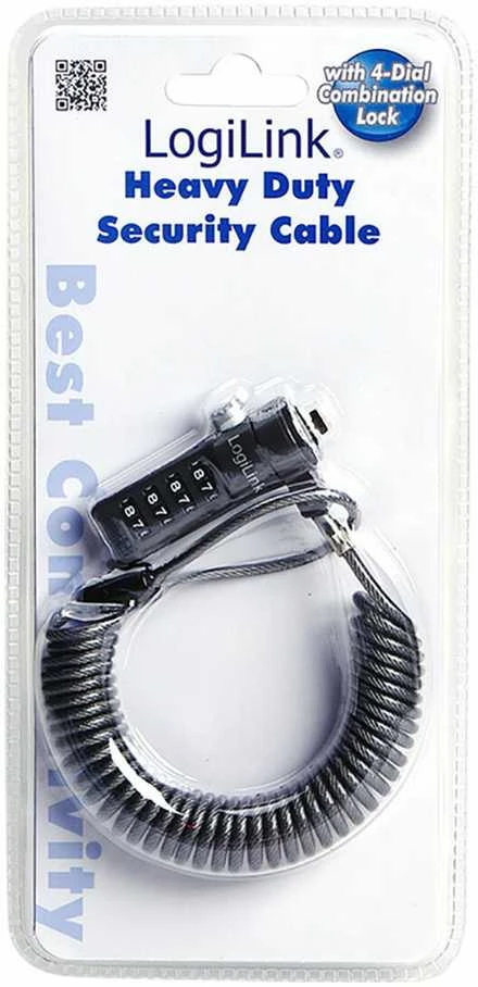 Logilink NBS004, Notebook Coil Cable Lock, juodas