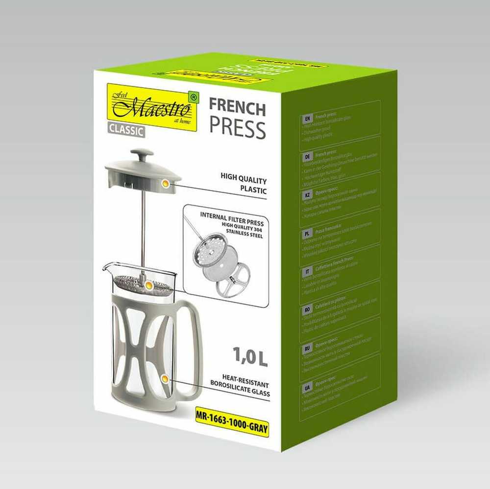 Prancūziškas presas MAESTRO MR-1663 (MR-1663-1000-GRAY) 1000 ml Pilkas