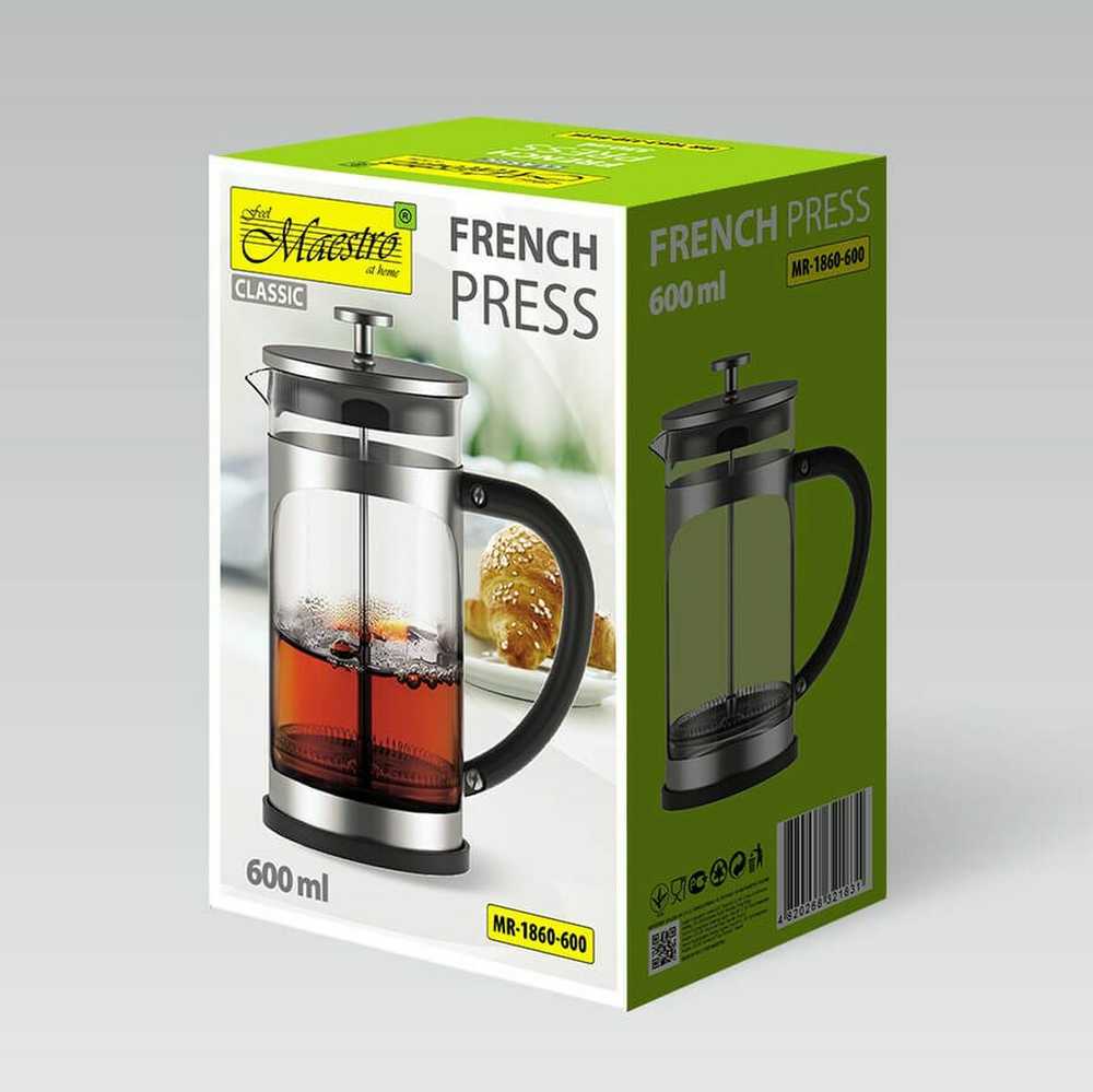 Prancūziškas presas MAESTRO MR-1860 (MR-1860-600) 600 ml Plienas