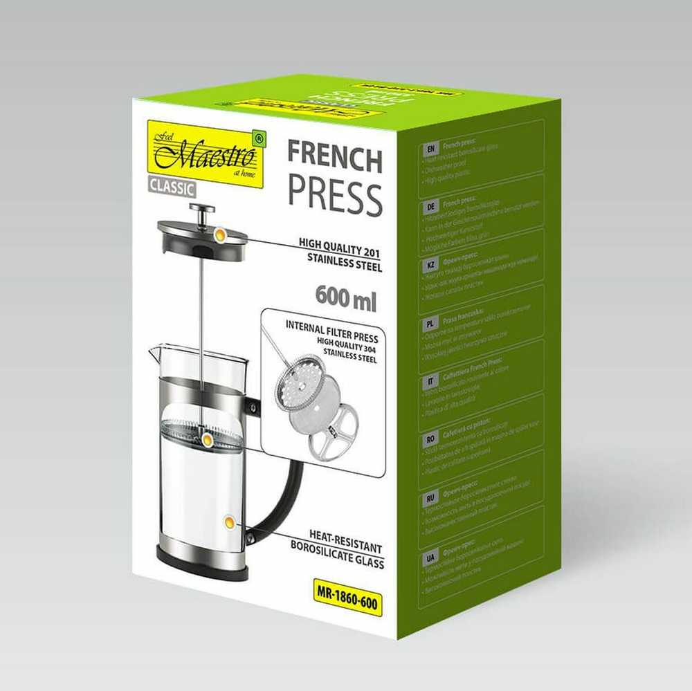 Prancūziškas presas MAESTRO MR-1860 (MR-1860-600) 600 ml Plienas