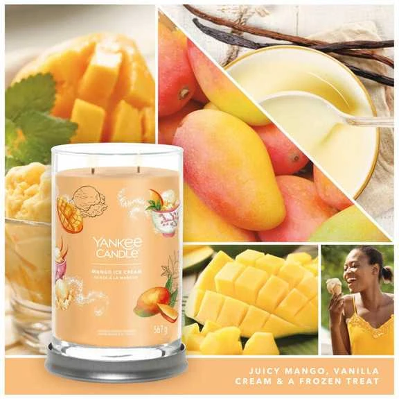 Yankee Candle Aromatinė žvakė Signature tumbler large Mango Ice Kreminis 567 g