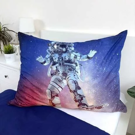 Patalynė su mikrofibry 140x200 Astronauta mėlyna kolorowa poszewka 70x90