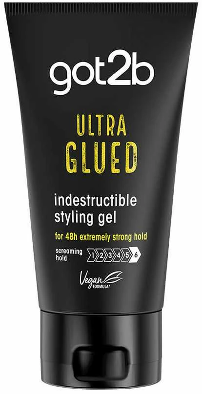 Schwarzkopf Got2b Ultra Glued Glued Styling Gel itin stiprios fiksacijos plaukų formavimo gelis, 150 ml