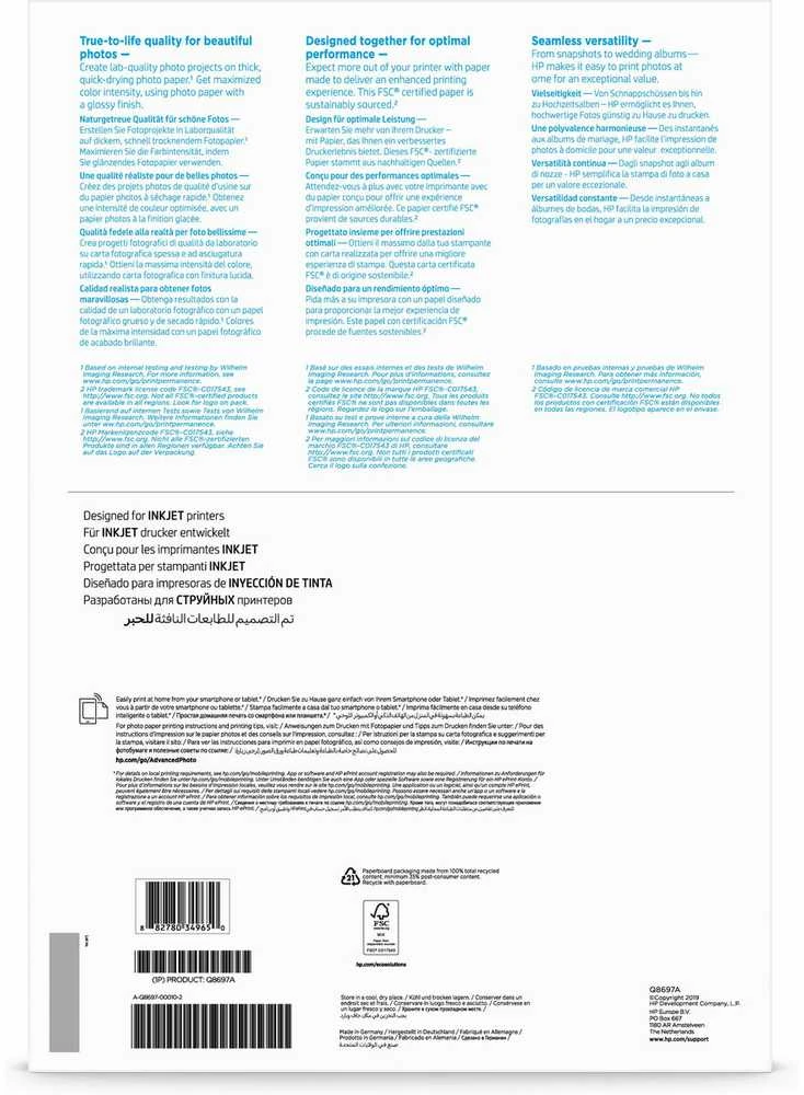 HP Q8697A fotopopierius Itin blizgus A3