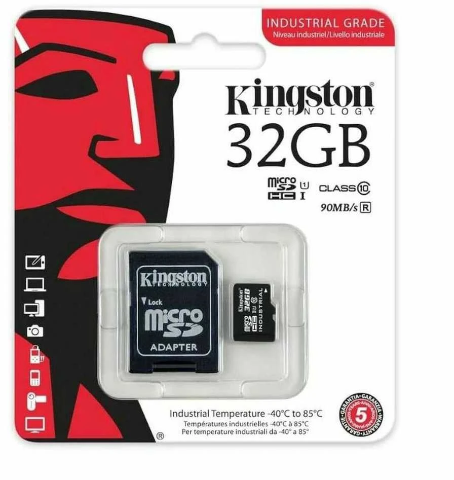 Atminties kortelė „Kingston Technology“ 32 GB „Micro SDHC Industrial C10 A1 pSLC“ kortelė, vienguba pakuotė be adapterio
