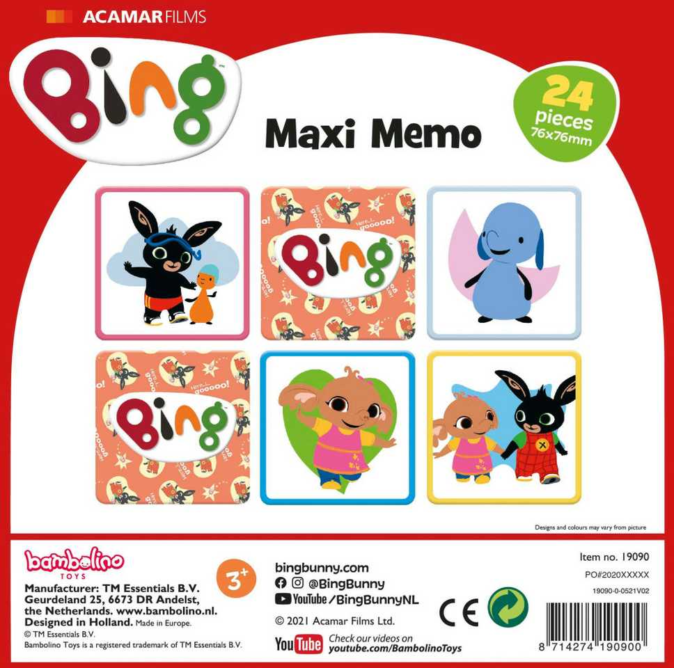 Atminties žaidimas „Bing Here I Go“ su 24 detalėmis