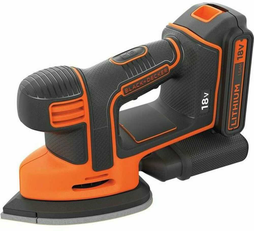 Black & Decker Juodas & Decker Akumuliatorinis trikampis šlifuoklis Juodas & Decker BDCDS18N-XJ; 18 V (be akumuliatoriaus ir pakrovėjo)