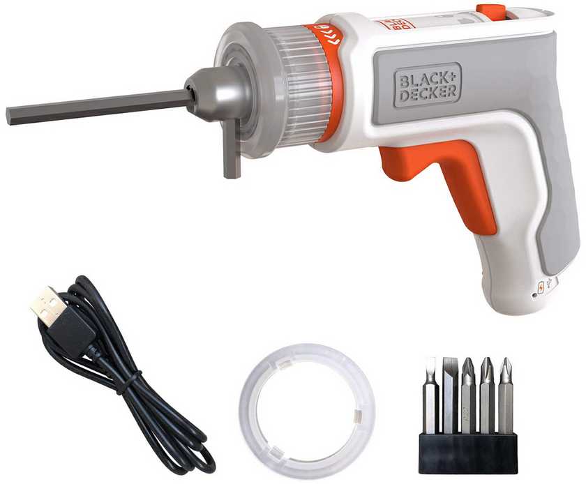 Black & Decker Juodas & Decker HEXDRIVER, cordless furniture screwdriver BCRTA01 (baltas/oranžinis, 3.6 volts)